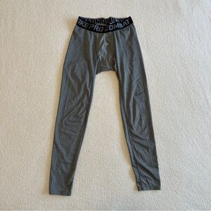 Nike Pro Combat Dri Fit Gray Compression Pants Leggings Workout Running Tights